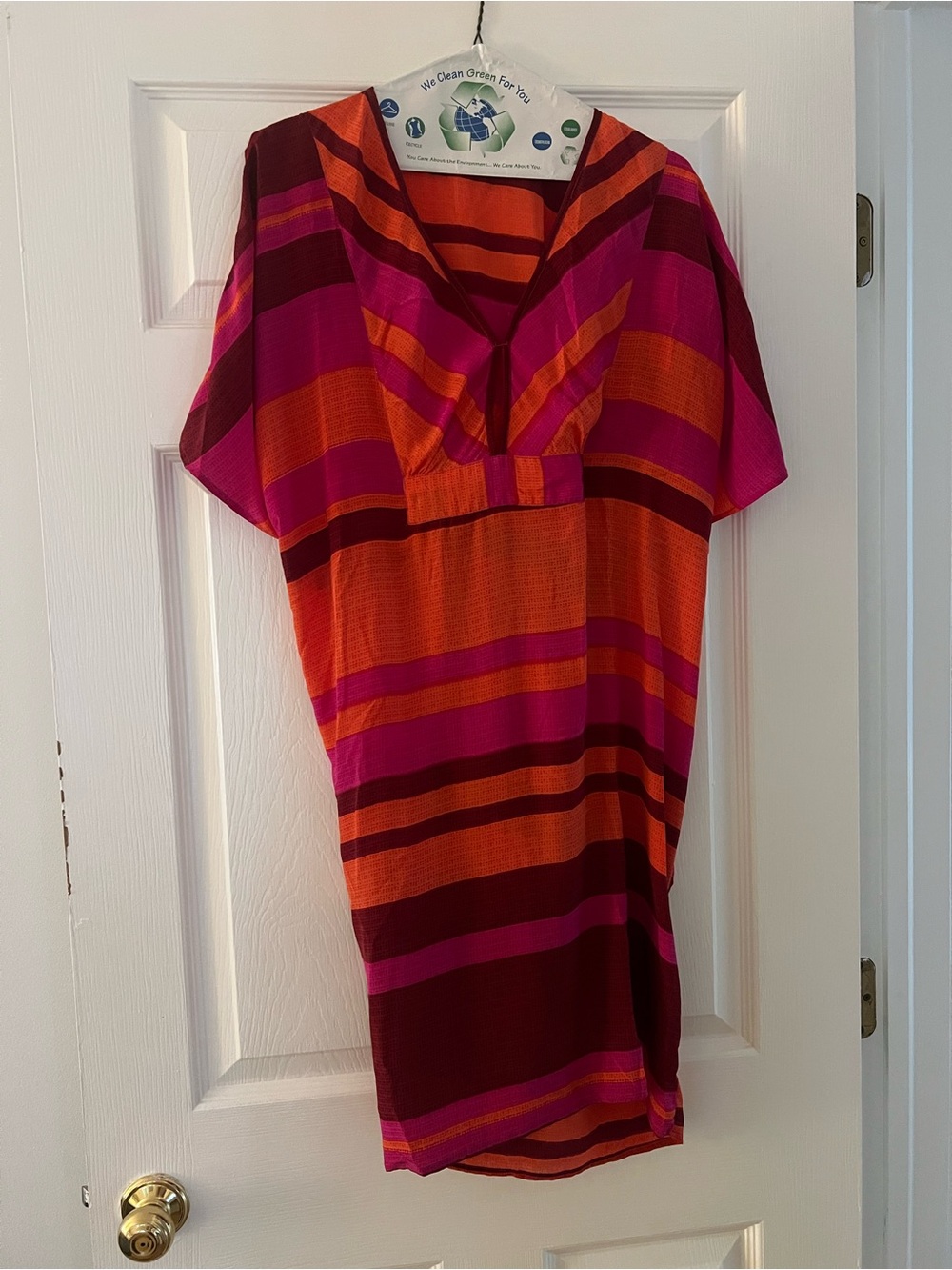 Women’s Pink & Orange Striped V-Neck Dress